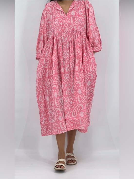 Dresses & Skirts - Pink Paisley Midi Dress - Women